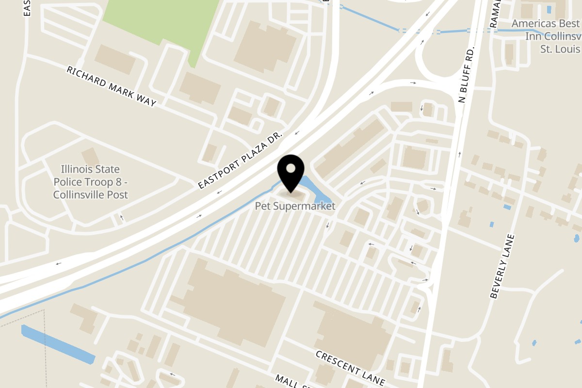 Map showing the location of Gators louisiana kitchen on 1048 Collinsville Crossing Blvd in Collinsville